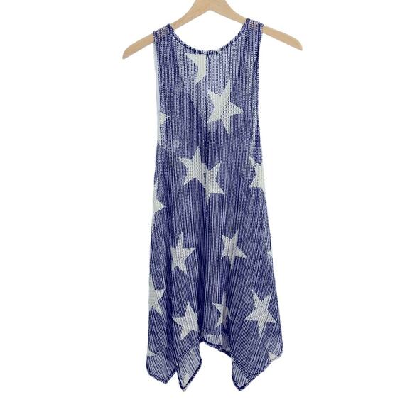 Paradise Blue & White Stars Slither Away Open Knit Swimsuit Beach Coverup, M/L - Picture 4 of 15